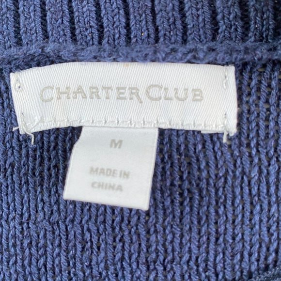 Charter Club Womens Navy and White Stripe Open Front Cardigan Size M Office Chic - Picture 3 of 9